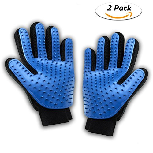 [WISKEDIRECT ] 2PCS Pet Bürste Handschuh,Handschuh Fingerhandschuhe Bürste Haarentferner Fellpflegehandschuh Gummi für Hund Katze Fellpflege und Reinigen Haustier Grooming Bürsten Deshedding Glove Cat Haar Remover Bürsten Massage Handschuh Pflegenbürste von WISKEDRIECT