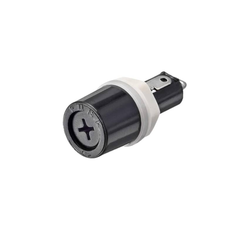 WITTKOWARE Sicherungshalter für Feinsicherung 5x20mm, Einbau-Ø 12mm, 10A/250V, Schwarz, Glas, Chassis Mount von WITTKOWARE