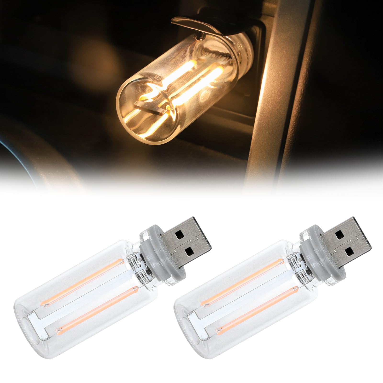 WIYETY 2 Stück Retro-Inspired Interior Mood Lamps, USB Auto Innenraum Atmosphäre Lampe, Glasflasche Mini USB Nachtlicht, USB Touch Night Light, Kreative Atmosphärenleuchte für Auto WIYETY 2 Stück Retro-Inspired Interior Mood Lamps, USB Auto Innenraum Atmosphäre Lampe, Glasflasche Mini USB Nachtlicht, USB Touch Night Light, Kreative Atmosphärenleuchte für Auto von WIYETY