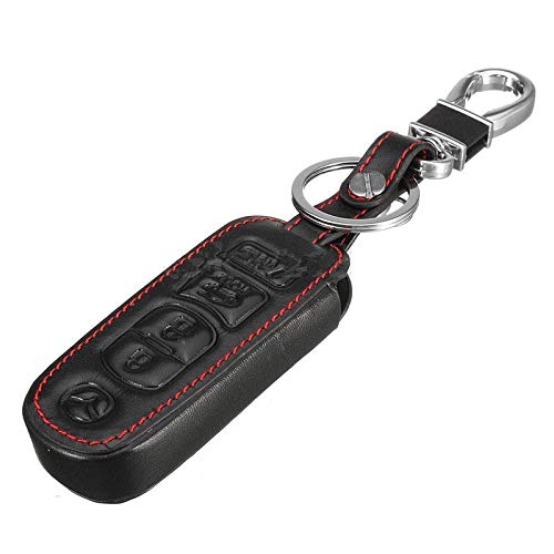 WJBABJ Autoschlüsselabdeckung Leder-Auto-Schlüsselabdeckung FOB-Hülle für Mazda 3 5 6 8 CX5 CX7 CX9 M6 GT 2016 2017 Remote-Schlüssel mit Keychain 4-Taste von WJBABJ