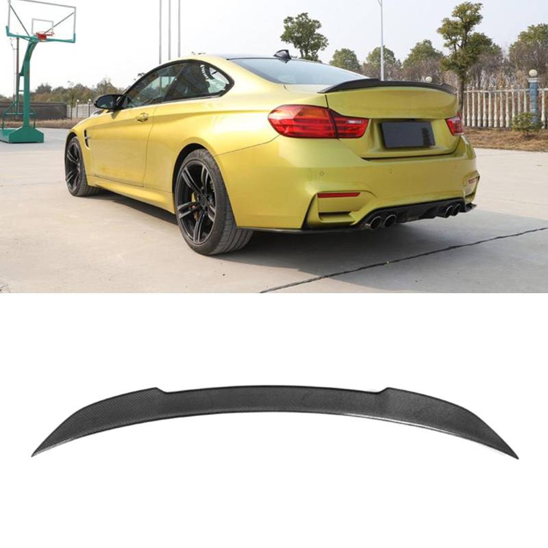 Real Carbon Fibre Spoiler, Kompatibel mit BMW 4 Series F82 M4 Hardtop CS Style 2015-2018, Rear Trunk Spoiler Tail Spoiler Wing Aerodynamic Tailgate Lip von WJDMW