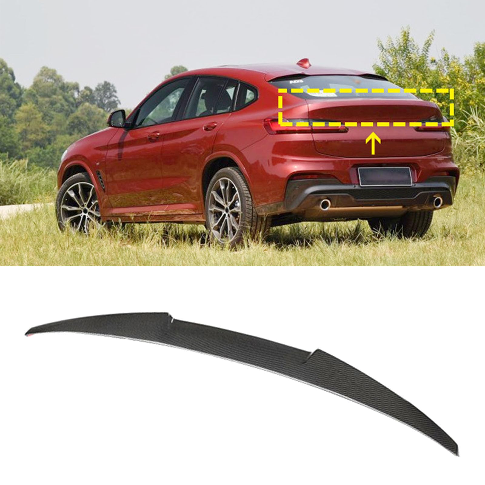 WJDMW Real Carbon Fibre Spoiler, Kompatibel mit BMW X4 G02 2019-2020UP, Rear Trunk Spoiler Tail Spoiler Wing Aerodynamic Tailgate Lip WJDMW Real Carbon Fibre Spoiler, Kompatibel mit BMW X4 G02 2019-2020UP, Rear Trunk Spoiler Tail Spoiler Wing Aerodynamic Tailgate Lip von WJDMW