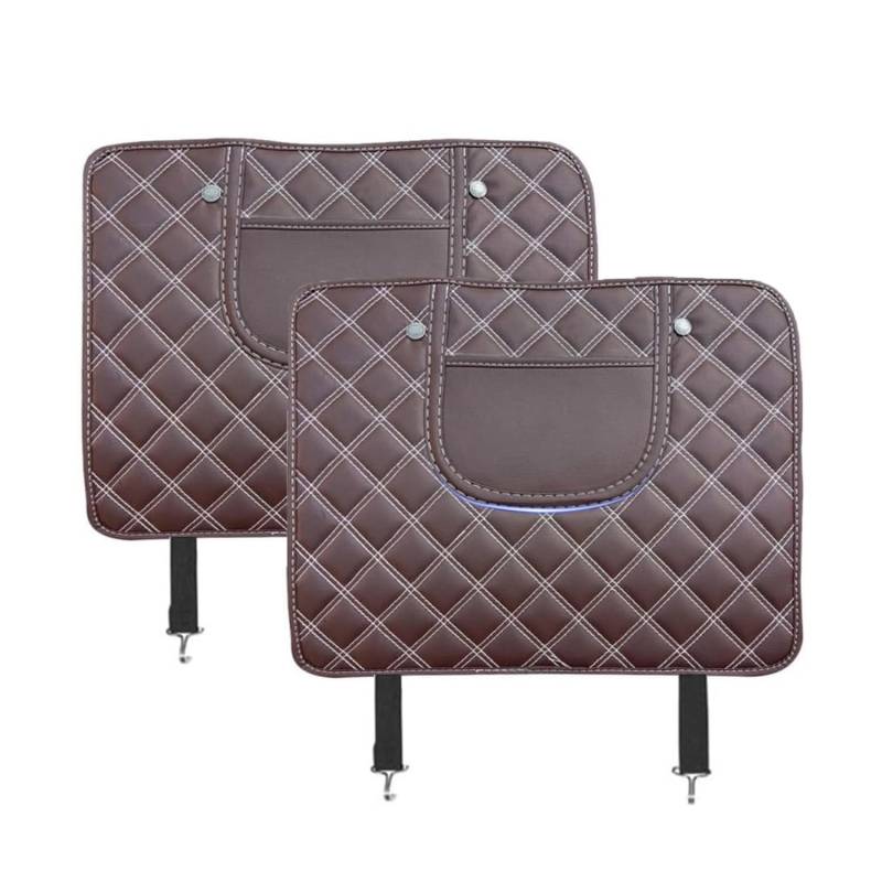 WJJQSB 2 Stück Auto Rücksitz Anti Kick Pad für BMW 7 Series 740Ld 730i 730Li 740i 740Li 750i 750Li 745e 745Le, Sitzs Rückenlehne Rücksitzschoner Anti-Kick Matte mit Organizer Taschen,Brown-Short von WJJQSB