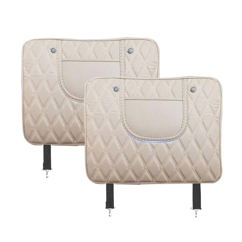 WJJQSB 2 Stück Auto Rücksitz Anti Kick Pad für BMW 7 Series E65 E66 E67 E68 F01 F02 F03 F04 G11 G12 730d, Sitzs Rückenlehne Rücksitzschoner Anti-Kick Matte mit Organizer Taschen,Beige-Short von WJJQSB