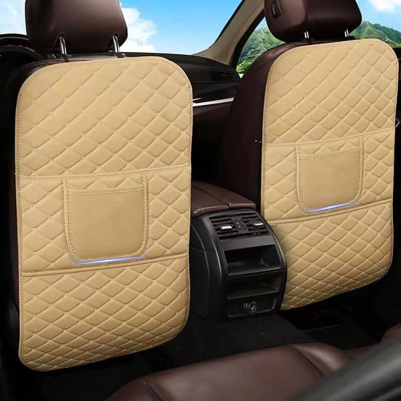 WJJQSB 2 Stück Auto Rücksitz Anti Kick Pad für BMW F10 5 Series F07 F12 6 Series F01 7 Series F25 X4 F15 X5 F16 X6, Sitzs Rückenlehne Rücksitzschoner Anti-Kick Matte mit Organizer Taschen von WJJQSB
