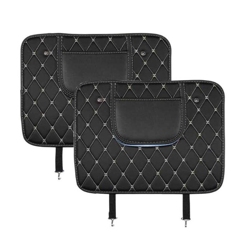 WJJQSB 2 Stück Auto Rücksitz Anti Kick Pad für CRV HRV XRV NSX Shuttle, Sitzs Rückenlehne Rücksitzschoner Anti-Kick Matte mit Organizer Taschen,Black-Short von WJJQSB
