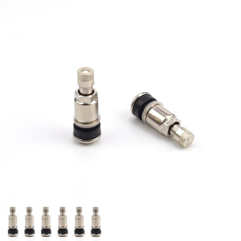 Reifen Ventil, WJUAN 8 Stück Auto Ventile Edelstahl Silber, 17 x 42 mm Universal Autoventil Hohe Sicherheit Auslaufsicher Abdichtung, für Auto, LKW, Motorrad von WJUAN