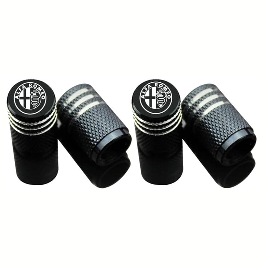 4 Stück Ventilkappen Auto für Alfa Romeo Giulietta Giulia MiTo,korrosionsbeständig Ersatz Reifen Luftventilkappen Autoreifen Staubkappe auslaufsicher zubehör,Black 4 Stück Ventilkappen Auto für Alfa Romeo Giulietta Giulia MiTo,korrosionsbeständig Ersatz Reifen Luftventilkappen Autoreifen Staubkappe auslaufsicher zubehör,Black von WJWZZGYL
