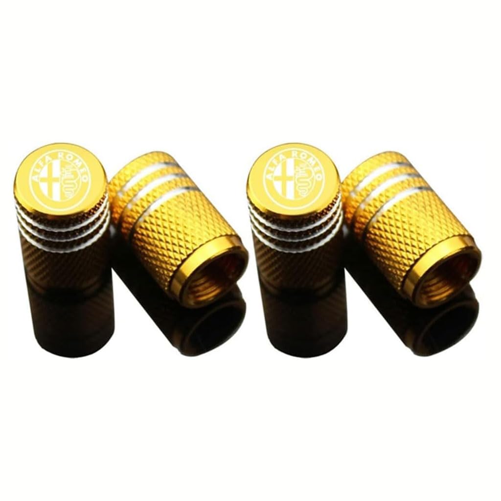 4 Stück Ventilkappen Auto für Alfa Romeo Spider MiTo Brera GT GTA GTV,korrosionsbeständig Ersatz Reifen Luftventilkappen Autoreifen Staubkappe auslaufsicher zubehör,Gold 4 Stück Ventilkappen Auto für Alfa Romeo Spider MiTo Brera GT GTA GTV,korrosionsbeständig Ersatz Reifen Luftventilkappen Autoreifen Staubkappe auslaufsicher zubehör,Gold von WJWZZGYL