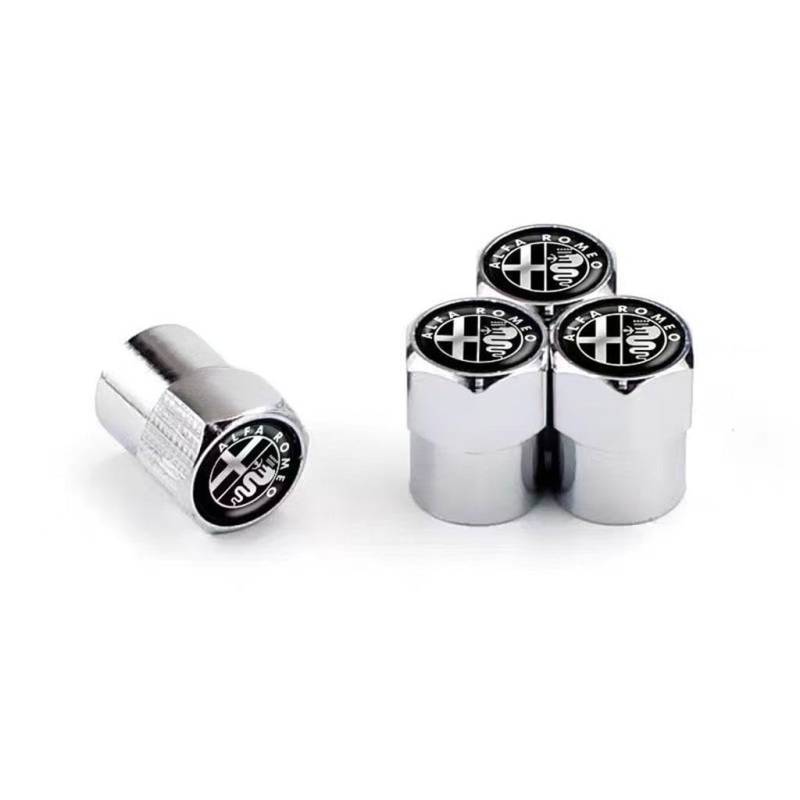 4 Stück Ventilkappen Auto für Alfa Romeo Spider MiTo Brera GT GTA GTV,korrosionsbeständig Ersatz Reifen Luftventilkappen Autoreifen Staubkappe auslaufsicher zubehör,Silver von WJWZZGYL