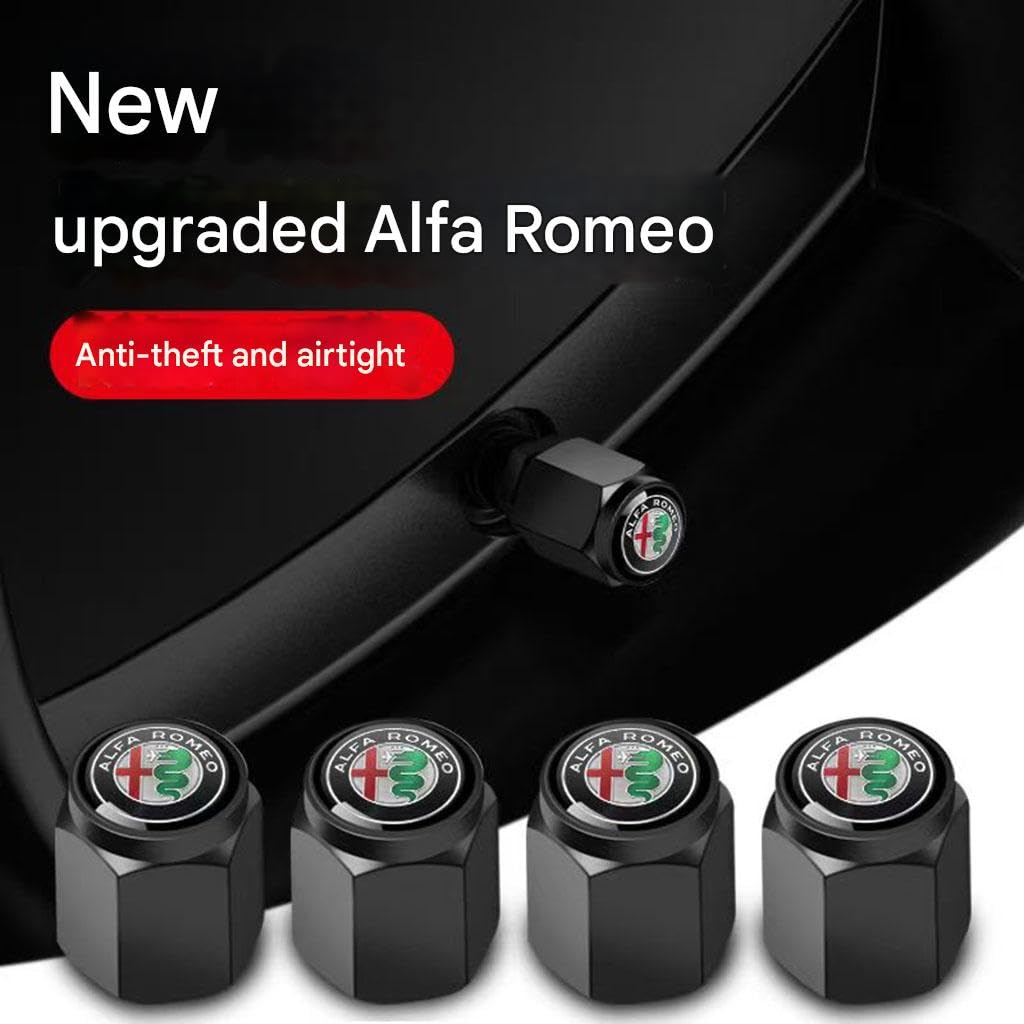4 Stück Ventilkappen Auto für Alfa Romeo Spider Type 939/Q5 80A 33 Stradale,korrosionsbeständig Ersatz Reifen Luftventilkappen Autoreifen Staubkappe auslaufsicher zubehör,Black 4 Stück Ventilkappen Auto für Alfa Romeo Spider Type 939/Q5 80A 33 Stradale,korrosionsbeständig Ersatz Reifen Luftventilkappen Autoreifen Staubkappe auslaufsicher zubehör,Black von WJWZZGYL