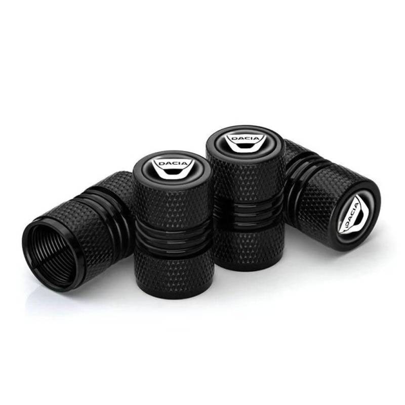 4 Stück Ventilkappen Auto für Dacia Duster Sandero 3/Sandero Stepway Spring Bigster,korrosionsbeständig Ersatz Reifen Luftventilkappen Autoreifen Staubkappe auslaufsicher zubehör,Black von WJWZZGYL