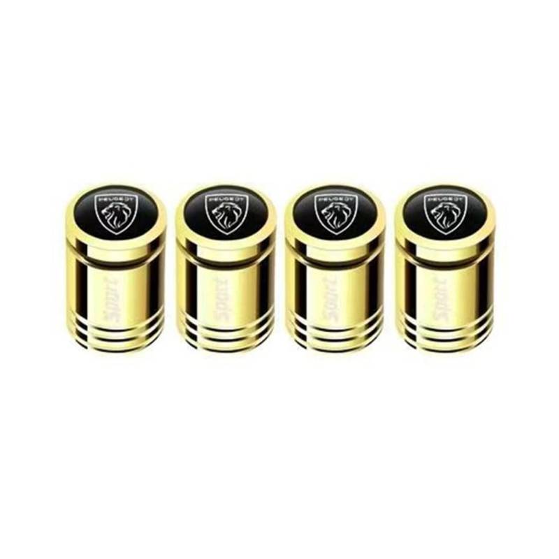 4 Stück Ventilkappen Auto für Peugeot 2008 301 308 3008 406 407 408,korrosionsbeständig Ersatz Reifen Luftventilkappen Autoreifen Staubkappe auslaufsicher zubehör,Gold von WJWZZGYL