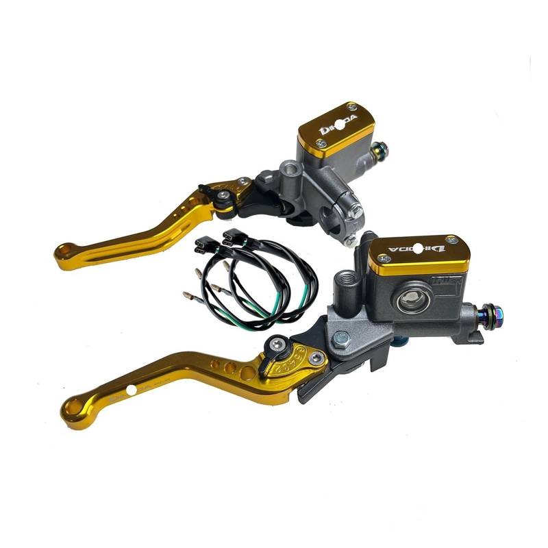 Bremshebel Kupplungshebel 1 Paar Hebel Verstellbarer Griff Hydraulische Kupplung Bremspumpe Kolben 14 Mm Hauptzylinder Für Motorradbremse von WKDGFTBIM