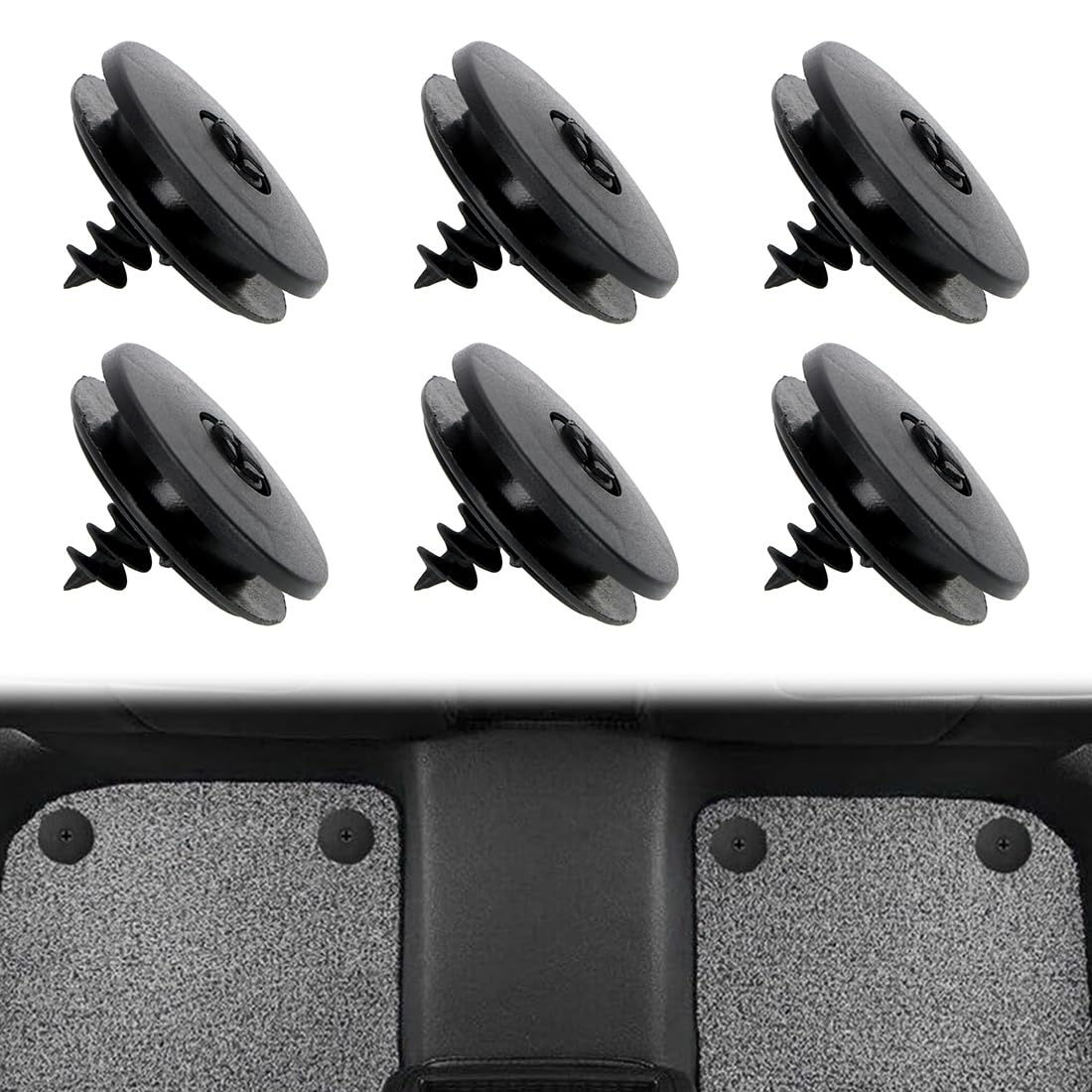 WKRTDY Universal-Fußmattenclips mit Rutschfester Halterung, 6er Set Auto Fußmatten Clips - 3-in-1 Universal Befestigungsclips für Autoteppiche mit Druckknopf zur einfachen Befestigung am Autoteppich von WKRTDY