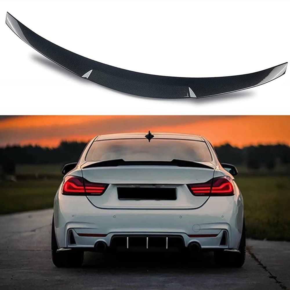 Auto Hinten Kofferraum Spoiler Heck Flügel Lippe, für BMW 4er F36 Gran Coupé 2014-2019 M4 Style, ABS-Kunststoff, Schwarz Glänzend, Kohlefaser-Optik von WLJYCCC