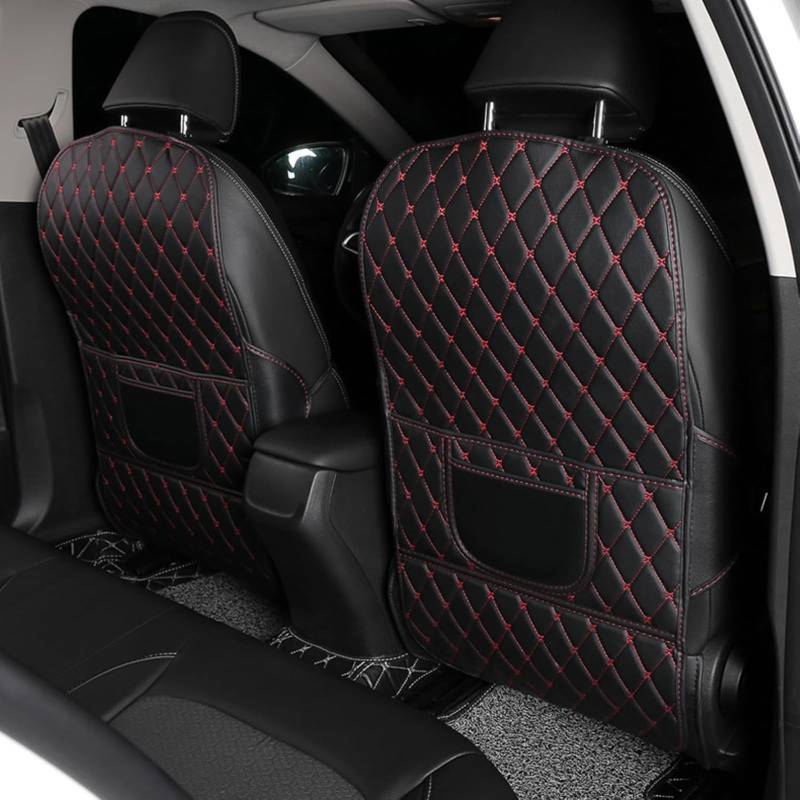 WLKJPP Auto Rücksitz Anti Kick Pad für MG 4 2022-2020 2021 2022 2023 2024 2025, Wasserdicht Kratzfest Autositz Rückenlehnenschutz Trittmatte mit Organizer Taschen, Auto Innere Zubehör von WLKJPP