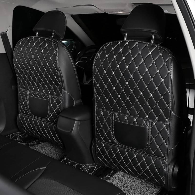 WLKJPP Auto Rücksitz Anti Kick Pad für MG 4 2022-2020 2021 2022 2023 2024 2025, Wasserdicht Kratzfest Autositz Rückenlehnenschutz Trittmatte mit Organizer Taschen, Auto Innere Zubehör von WLKJPP