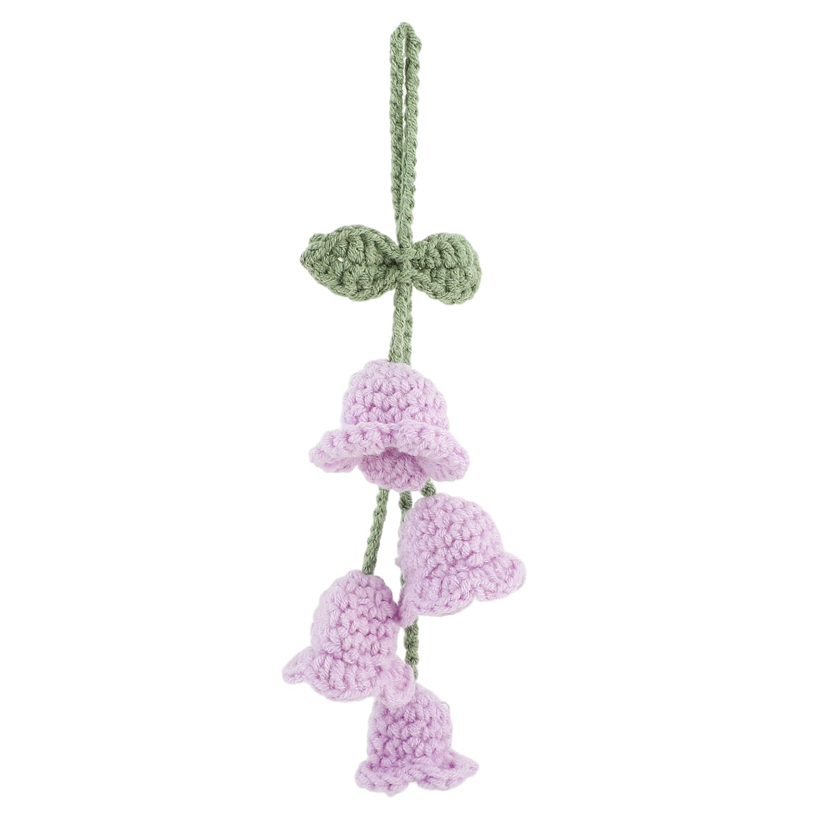 WLLHYF Tulpe Auto Spiegel Hängende Ornament, Handgestrickt Gehäkelt Niedliches Kleines Maiglöckchen Auto-Innendekoration Blume ästhetisches Zubehör (lila) von WLLHYF