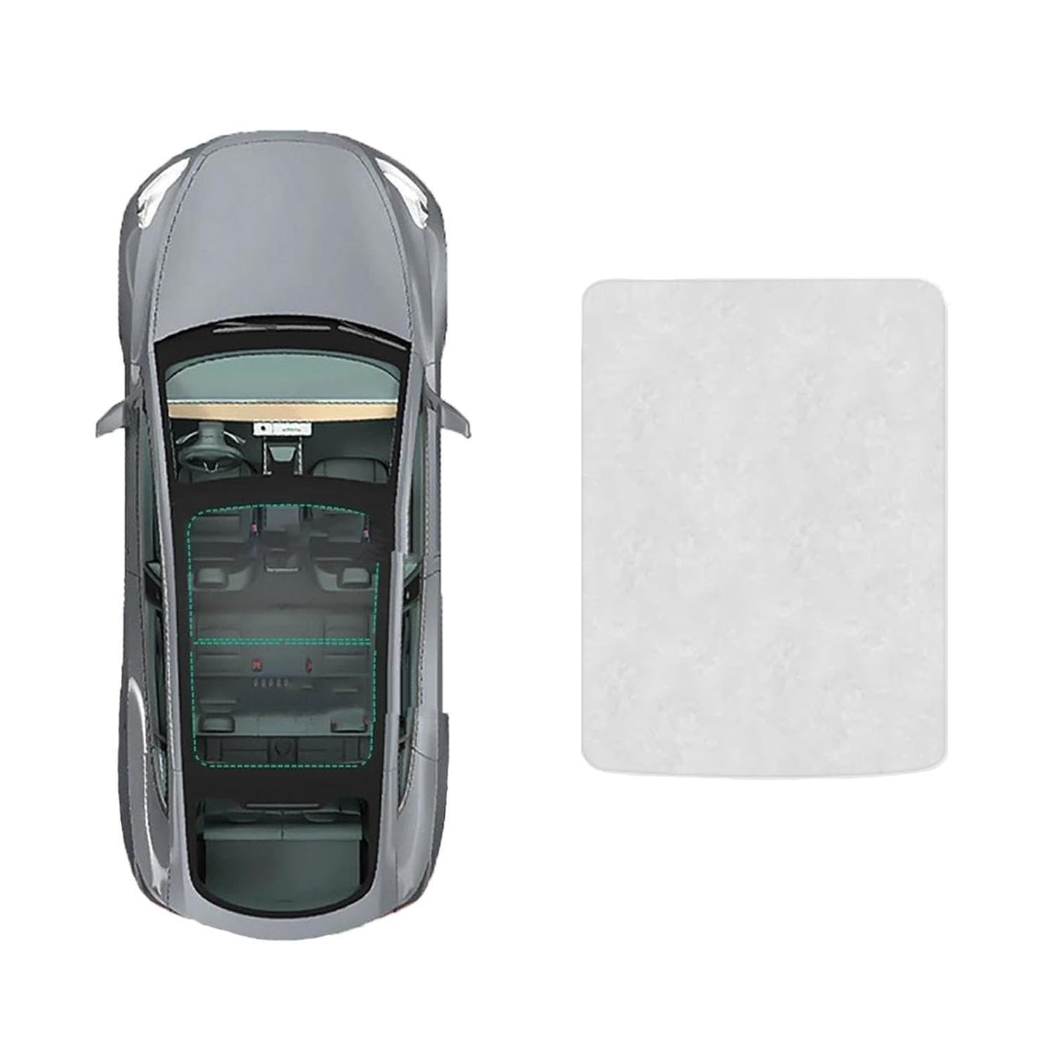 Auto Schiebedach Sonnenschutz Für Smart Elf 1 2021-,Elektrostatische Adsorption Schiebedach Dachfenster-Rollo Auto Sonnenschutz,B-Gray White Suede von WLLLLa