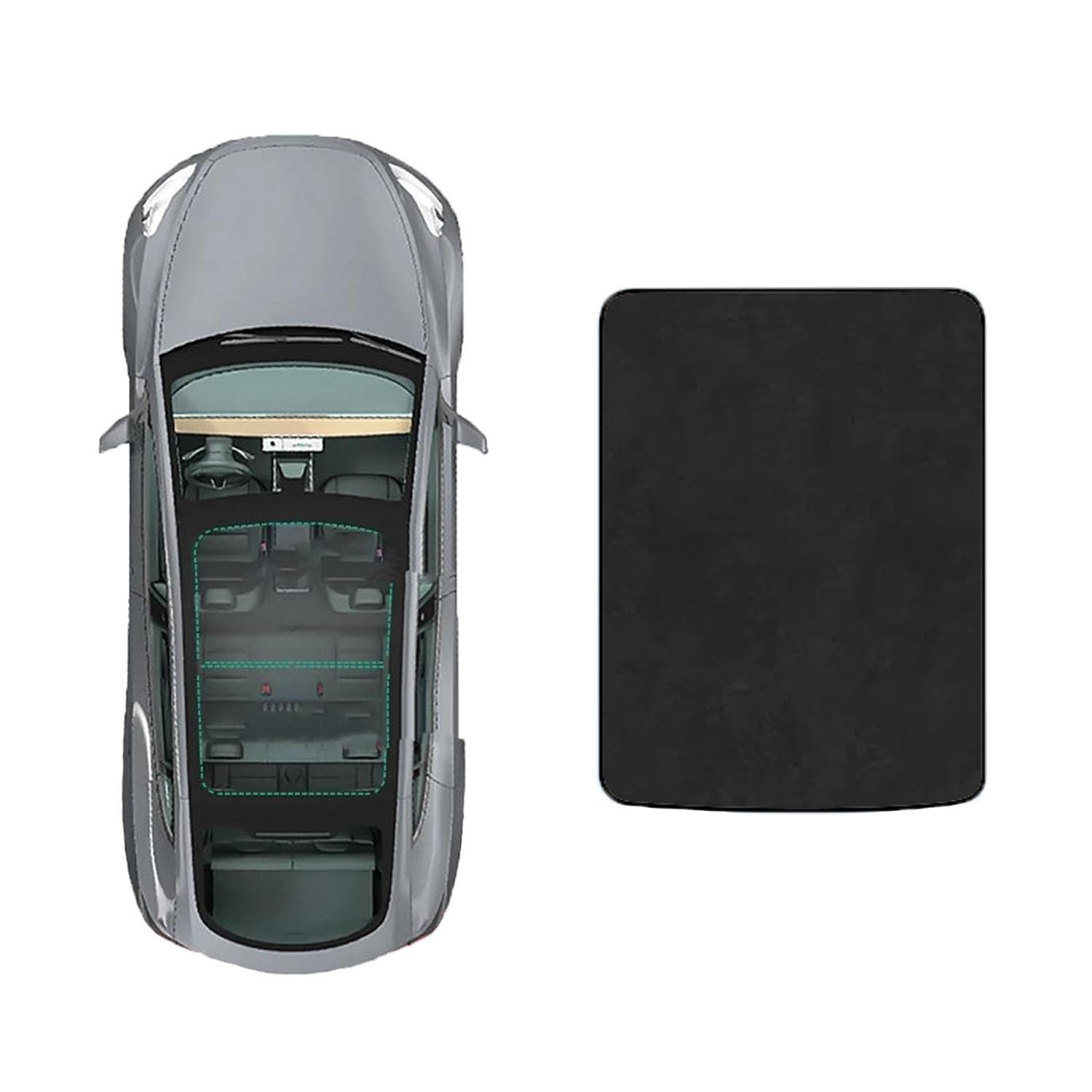 Auto Schiebedach Sonnenschutz Für Smart Elf 1 2021-,Elektrostatische Adsorption Schiebedach Dachfenster-Rollo Auto Sonnenschutz,D-Black Suede von WLLLLa