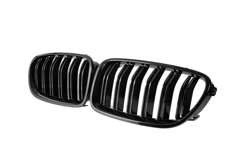 Sport Kühlergrill Für 5er F10 F11 F18 2010-2017 Auto Doppellamellengrill Kühlergrill Dual Line Racing Grills Glänzend Schwarz Frontniere Kühlergrill(Gloss Black) von WLNWERDPKK