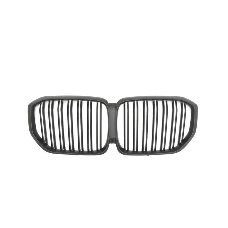 Sport Kühlergrill Für X5 G05 2019-2023 Auto Frontstoßstangengitter Glänzend Doppellinie Racing Dual Lamellengitter Chrom Silber Diamanten Stil Kühlergrill(Double-Matte Black) von WLNWERDPKK