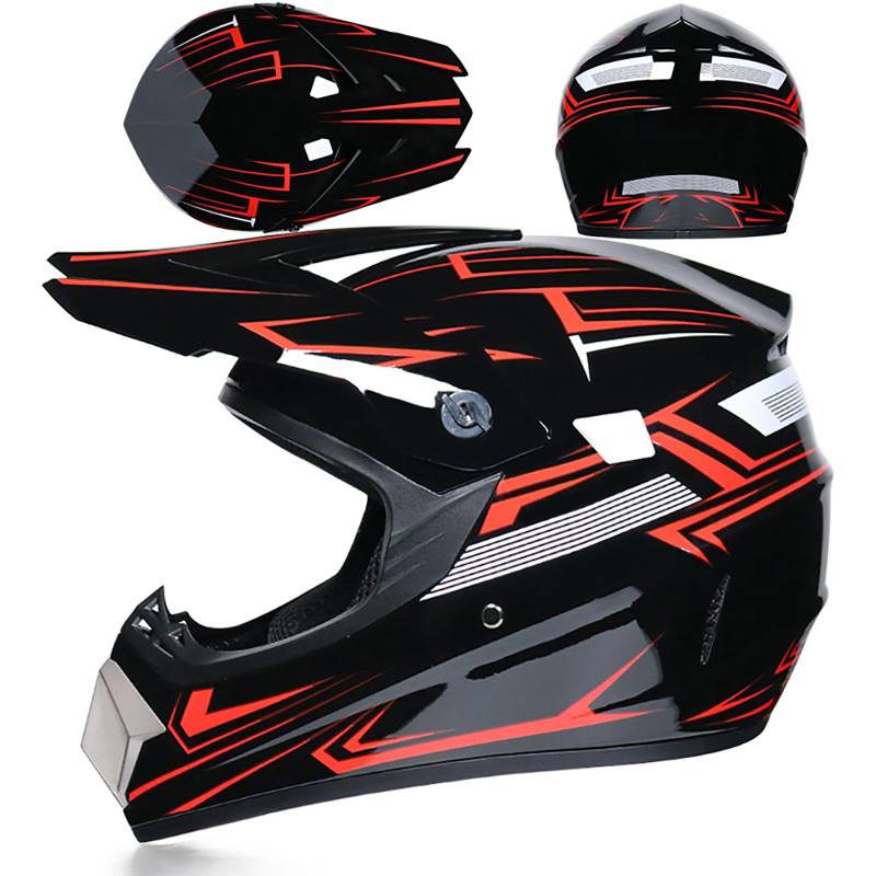 WMDMJT Motocross Helm Vollgesichtshelm Für Erwachsene Jugend Männer Frauen Motorrad MTB Downhill Offroad Mit Schutzbrille Handschuhen Maske Schutz Ausrüstung,X-XL von WMDMJT