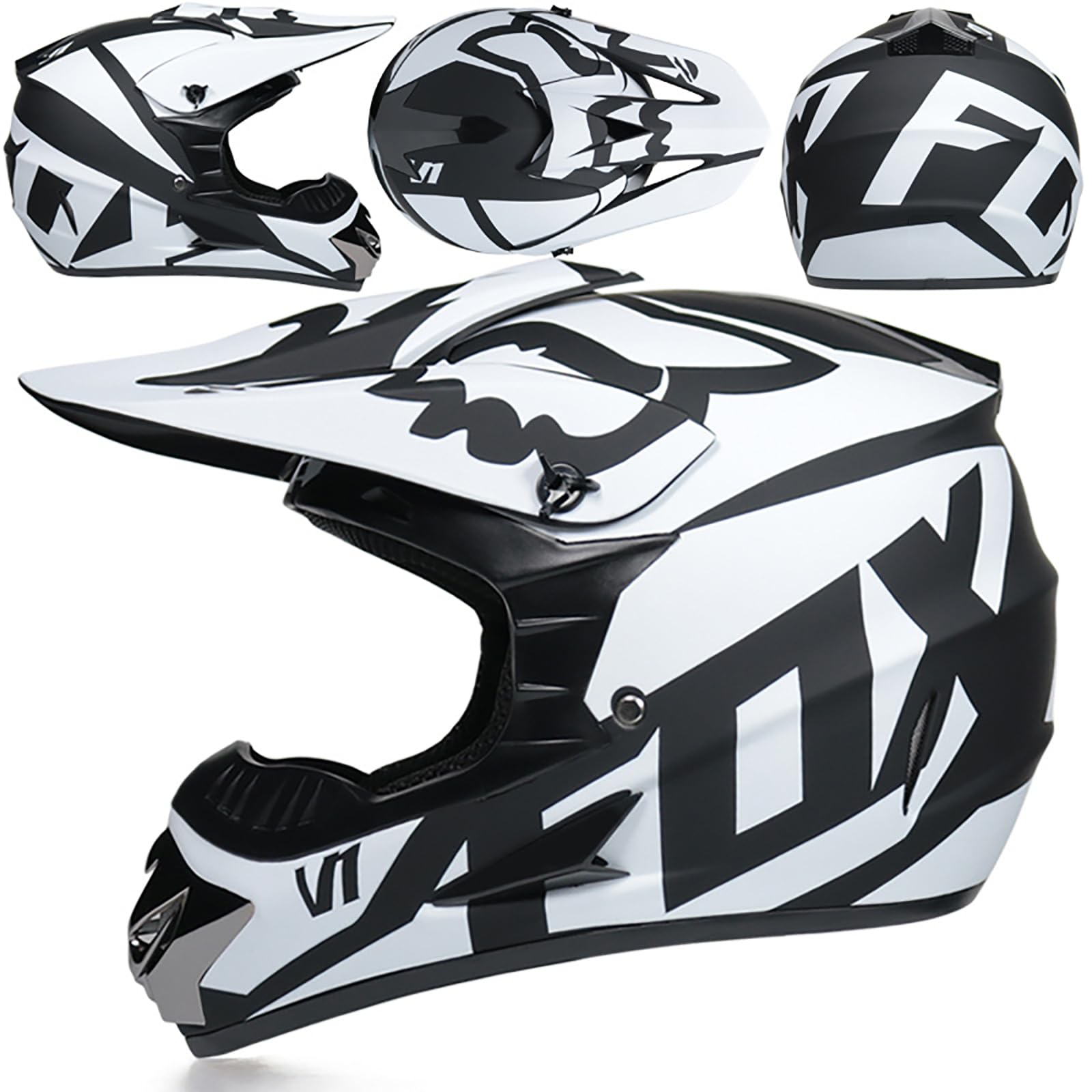 WMDMJT Motocross Helm Vollgesicht, Unisex Motorradhelm Für ATV MTB BMX Dirt Bike, Leichtes Stoßdämpfendes Design Für Offroad Downhill Enduro,White-M WMDMJT Motocross Helm Vollgesicht, Unisex Motorradhelm Für ATV MTB BMX Dirt Bike, Leichtes Stoßdämpfendes Design Für Offroad Downhill Enduro,White-M von WMDMJT