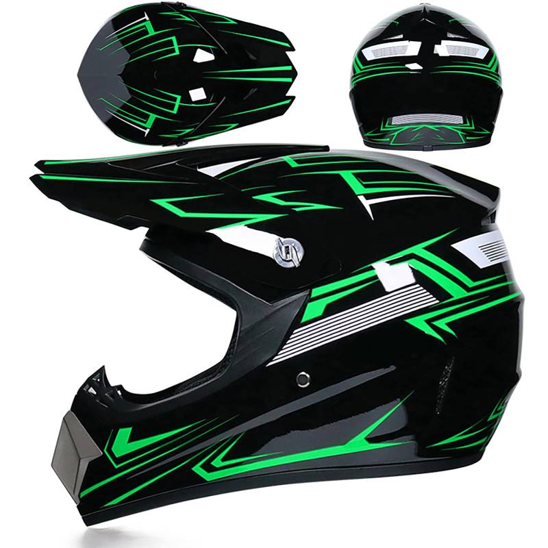 WMDMJT Motocross Helm Vollgesichtshelm Für Erwachsene Jugend Männer Frauen Motorrad MTB Downhill Offroad Mit Schutzbrille Handschuhen Maske Schutz Ausrüstung,Q-XL von WMDMJT