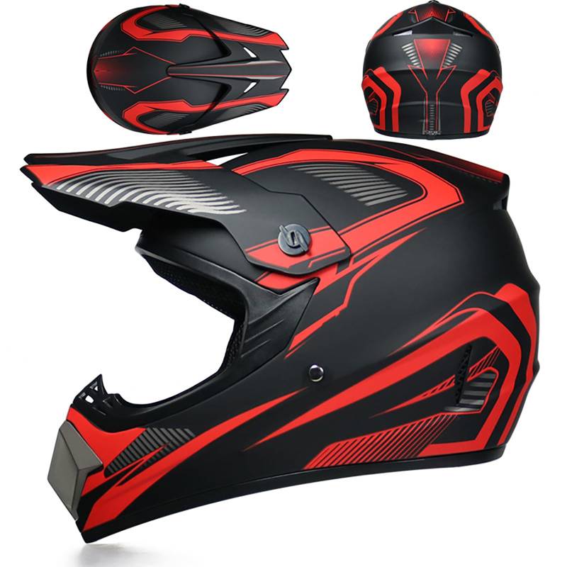 WMDMJT Motocross Helm Vollgesichtshelm Für Erwachsene Jugend Männer Frauen Motorrad MTB Downhill Offroad Mit Schutzbrille Handschuhen Maske Schutz Ausrüstung,V-XL von WMDMJT