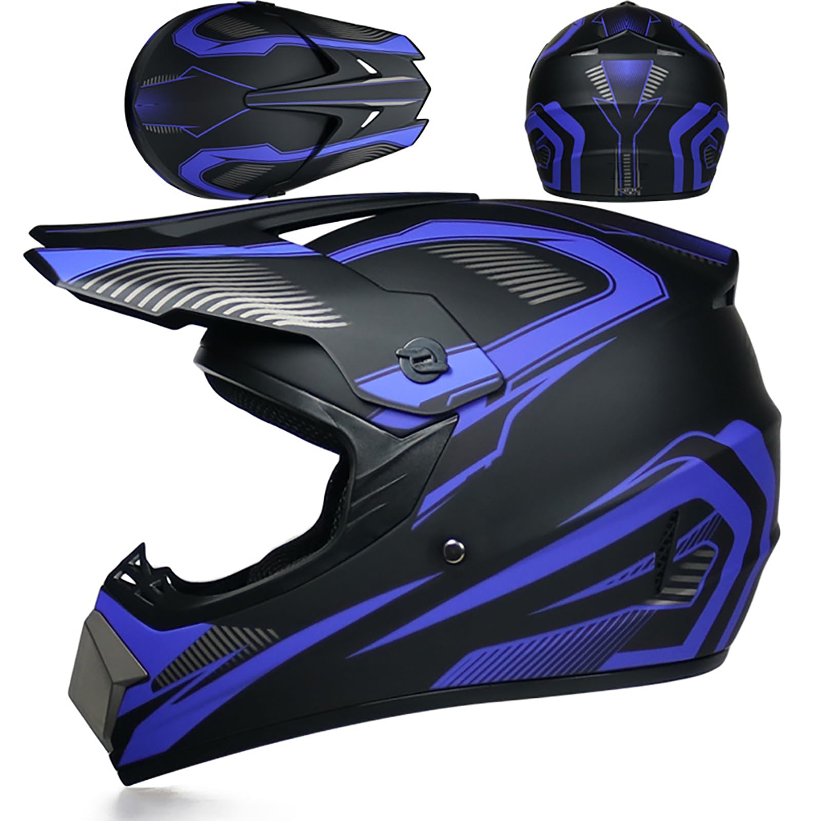 WMDMJT Motocross-Integralhelm Für Jugendliche Und Erwachsene, Unisex Leichter Offroad-Motorradhelm Für Dirt Bike ATV Quad Scooter Und Extremsportarten,Blue1-XL WMDMJT Motocross-Integralhelm Für Jugendliche Und Erwachsene, Unisex Leichter Offroad-Motorradhelm Für Dirt Bike ATV Quad Scooter Und Extremsportarten,Blue1-XL von WMDMJT