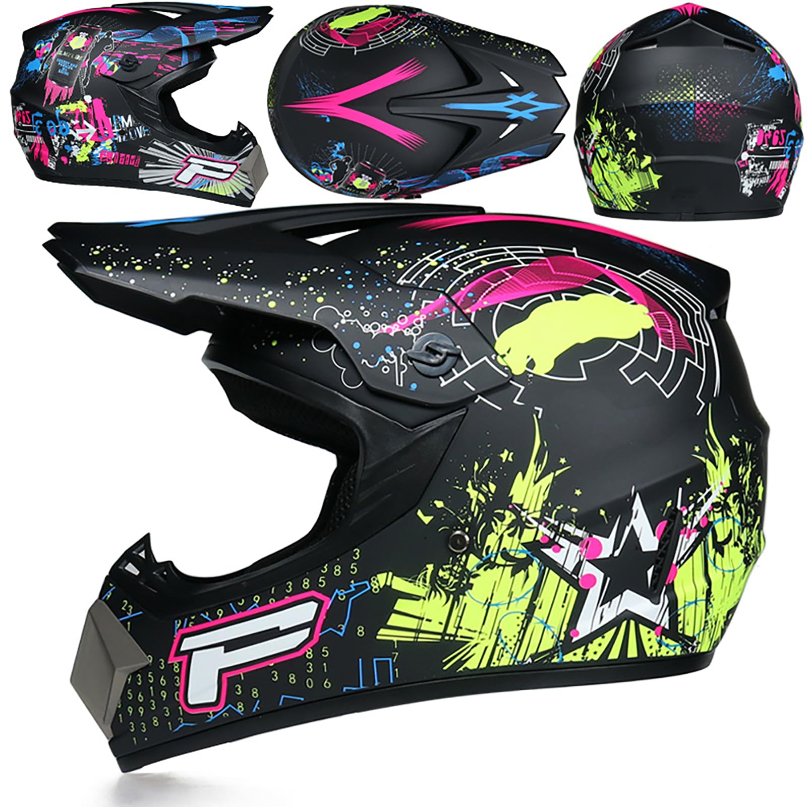 WMDMJT Motocross-Integralhelm Für Jugendliche Und Erwachsene, Unisex Leichter Offroad-Motorradhelm Für Dirt Bike ATV Quad Scooter Und Extremsportarten,Green1-M WMDMJT Motocross-Integralhelm Für Jugendliche Und Erwachsene, Unisex Leichter Offroad-Motorradhelm Für Dirt Bike ATV Quad Scooter Und Extremsportarten,Green1-M von WMDMJT