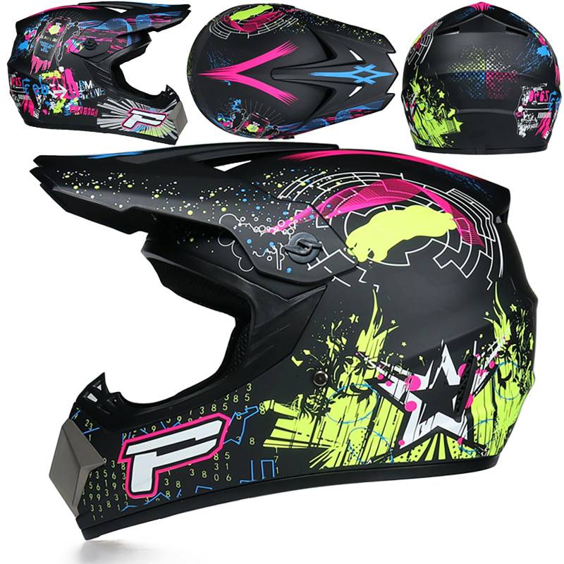 WMDMJT Motocross-Integralhelm Für Jugendliche Und Erwachsene, Unisex Leichter Offroad-Motorradhelm Für Dirt Bike ATV Quad Scooter Und Extremsportarten,Green1-M von WMDMJT