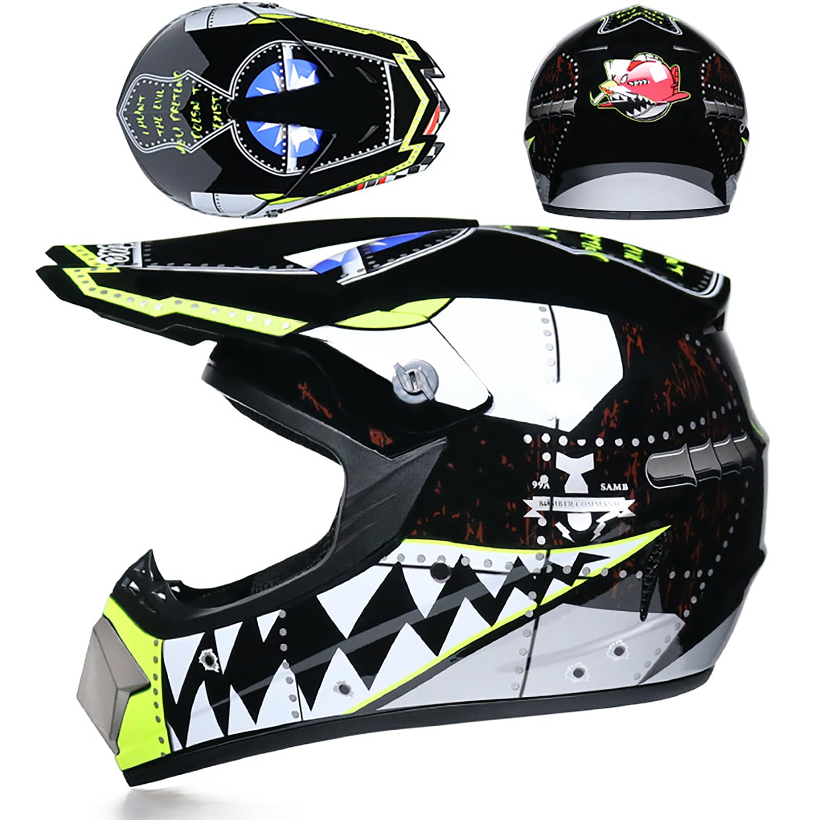 WMDMJT Motocross-Integralhelm Für Jugendliche Und Erwachsene, Unisex Leichter Offroad-Motorradhelm Für Dirt Bike ATV Quad Scooter Und Extremsportarten,Green4-XL WMDMJT Motocross-Integralhelm Für Jugendliche Und Erwachsene, Unisex Leichter Offroad-Motorradhelm Für Dirt Bike ATV Quad Scooter Und Extremsportarten,Green4-XL von WMDMJT