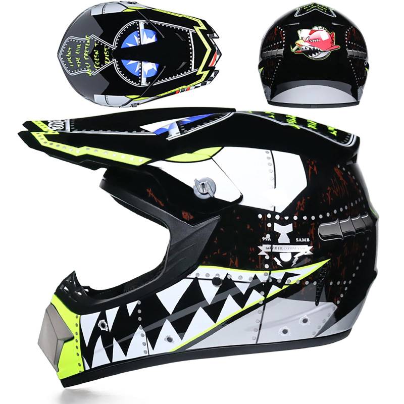 WMDMJT Motocross-Integralhelm Für Jugendliche Und Erwachsene, Unisex Leichter Offroad-Motorradhelm Für Dirt Bike ATV Quad Scooter Und Extremsportarten,Green4-XL von WMDMJT