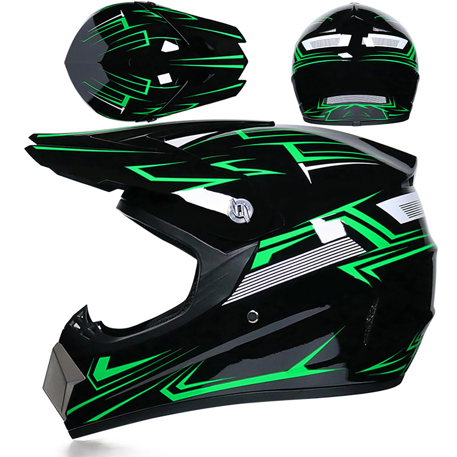 WMDMJT Motocross-Integralhelm Für Jugendliche Und Erwachsene, Unisex Leichter Offroad-Motorradhelm Für Dirt Bike ATV Quad Scooter Und Extremsportarten,Green6-S WMDMJT Motocross-Integralhelm Für Jugendliche Und Erwachsene, Unisex Leichter Offroad-Motorradhelm Für Dirt Bike ATV Quad Scooter Und Extremsportarten,Green6-S von WMDMJT