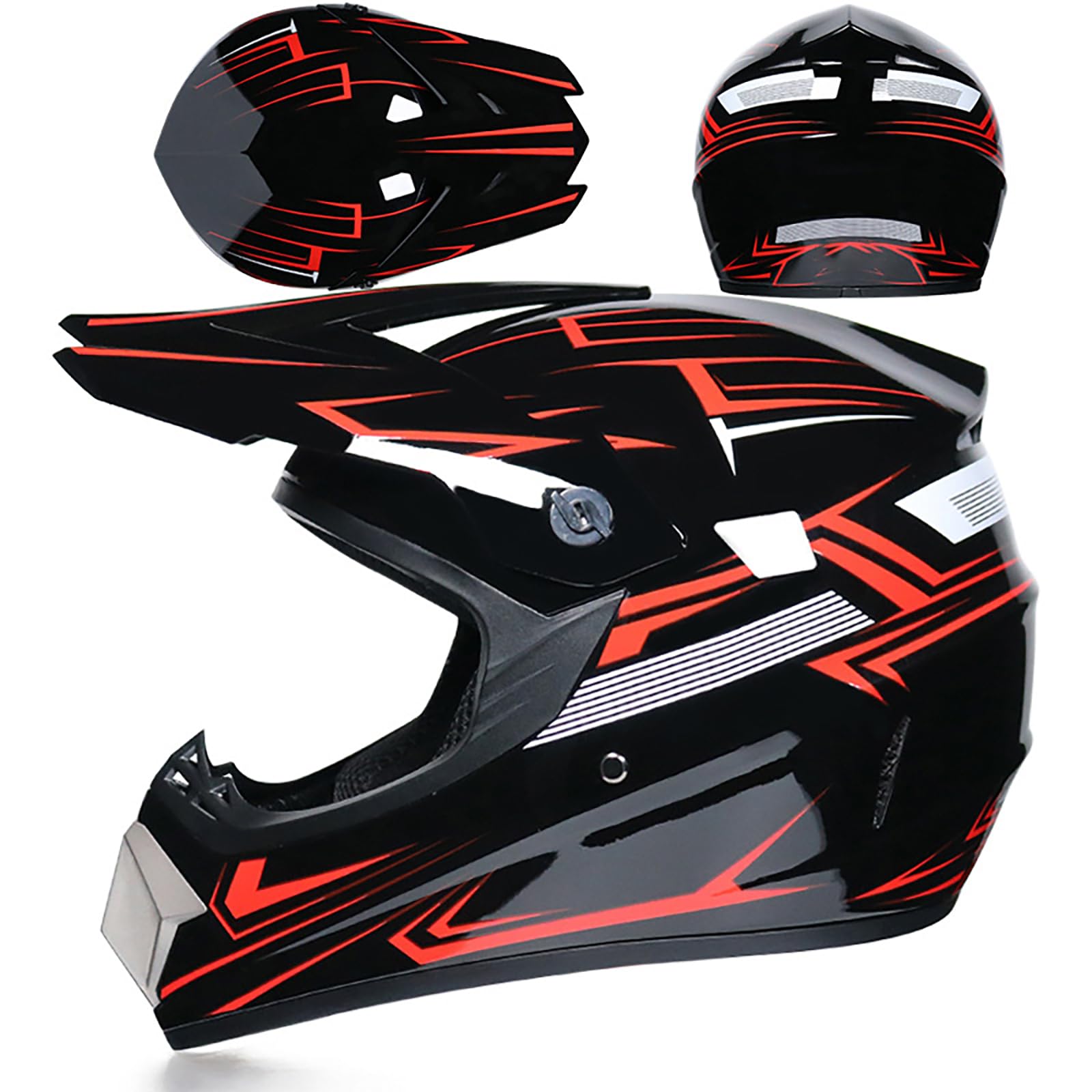 WMDMJT Motocross-Integralhelm Für Jugendliche Und Erwachsene, Unisex Leichter Offroad-Motorradhelm Für Dirt Bike ATV Quad Scooter Und Extremsportarten,Red3-L WMDMJT Motocross-Integralhelm Für Jugendliche Und Erwachsene, Unisex Leichter Offroad-Motorradhelm Für Dirt Bike ATV Quad Scooter Und Extremsportarten,Red3-L von WMDMJT
