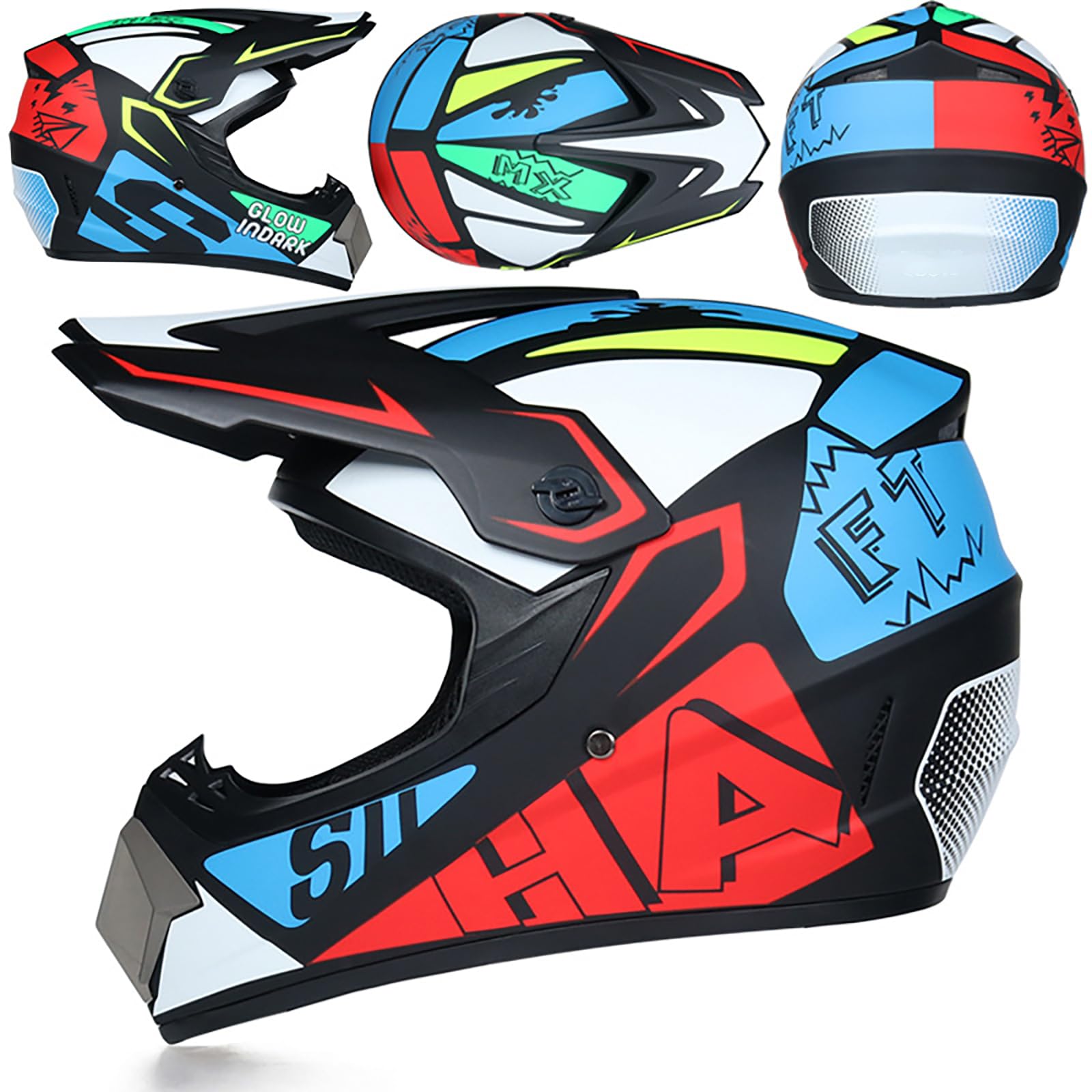 WMDMJT Motocross-Integralhelm Für Jugendliche Und Erwachsene, Unisex Leichter Offroad-Motorradhelm Für Dirt Bike ATV Quad Scooter Und Extremsportarten,Red6-M WMDMJT Motocross-Integralhelm Für Jugendliche Und Erwachsene, Unisex Leichter Offroad-Motorradhelm Für Dirt Bike ATV Quad Scooter Und Extremsportarten,Red6-M von WMDMJT