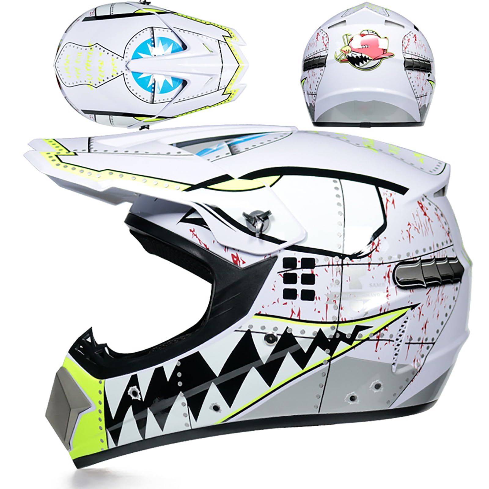 WMDMJT Motocross-Integralhelm Für Jugendliche Und Erwachsene, Unisex Leichter Offroad-Motorradhelm Für Dirt Bike ATV Quad Scooter Und Extremsportarten,White-S WMDMJT Motocross-Integralhelm Für Jugendliche Und Erwachsene, Unisex Leichter Offroad-Motorradhelm Für Dirt Bike ATV Quad Scooter Und Extremsportarten,White-S von WMDMJT