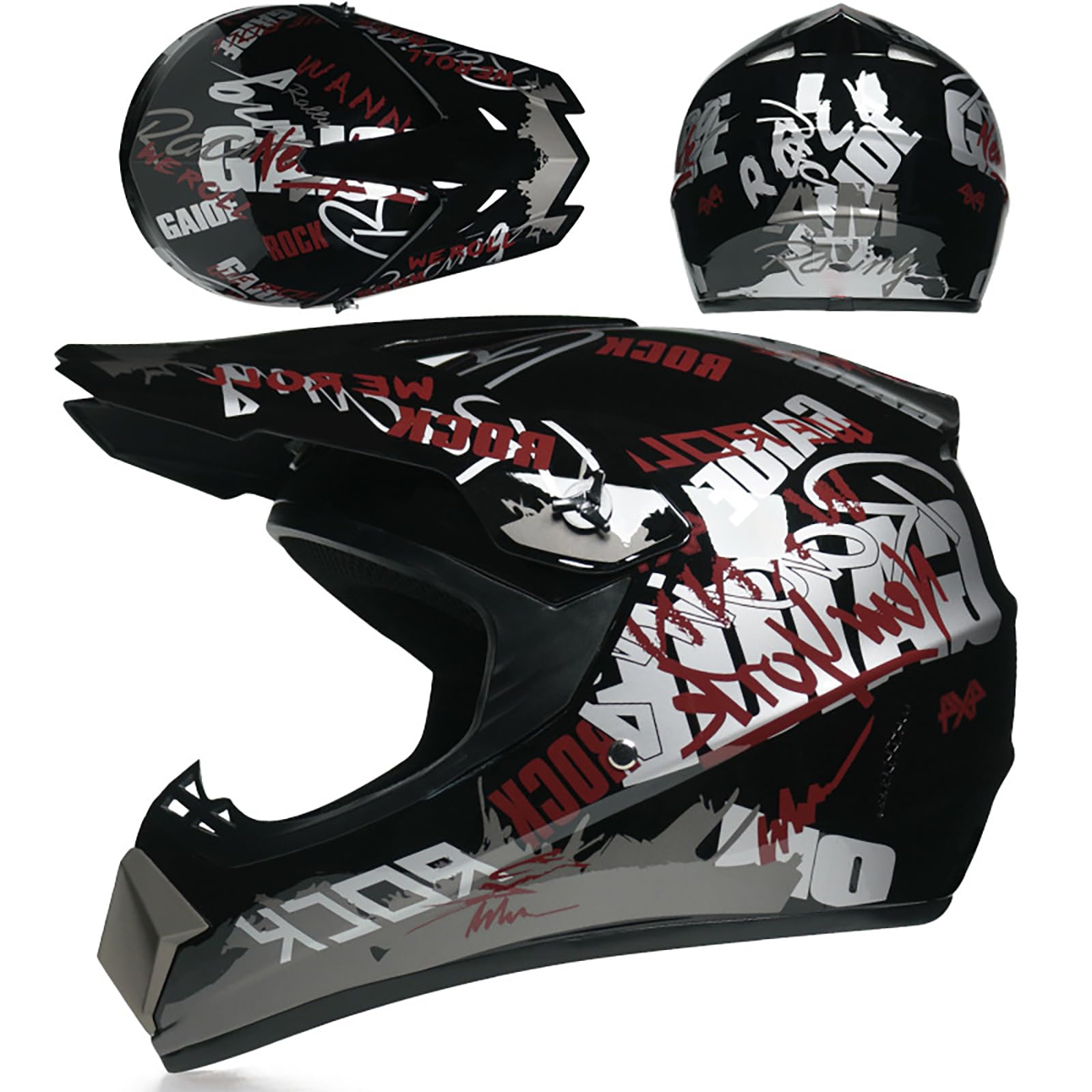 WMDMJT Motocross Vollvisierhelm Für Kinder Und Erwachsene, Leichter ATV Dirtbike Motorradhelm, Offroad Sturzhelm Für Downhill Enduro Rennen MTB Roller Quad,Black1-XL WMDMJT Motocross Vollvisierhelm Für Kinder Und Erwachsene, Leichter ATV Dirtbike Motorradhelm, Offroad Sturzhelm Für Downhill Enduro Rennen MTB Roller Quad,Black1-XL von WMDMJT