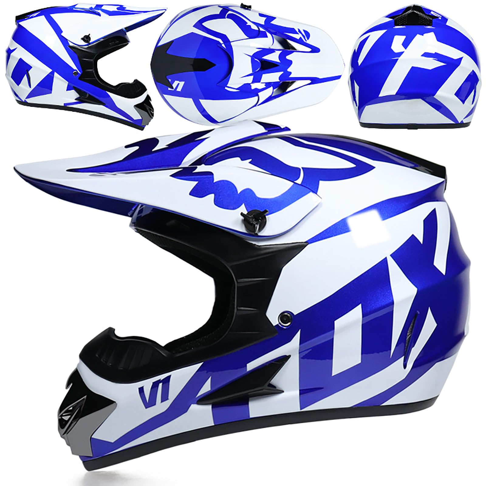 WMDMJT Motocross Vollvisierhelm Für Kinder Und Erwachsene, Leichter ATV Dirtbike Motorradhelm, Offroad Sturzhelm Für Downhill Enduro Rennen MTB Roller Quad,Blue2-XL WMDMJT Motocross Vollvisierhelm Für Kinder Und Erwachsene, Leichter ATV Dirtbike Motorradhelm, Offroad Sturzhelm Für Downhill Enduro Rennen MTB Roller Quad,Blue2-XL von WMDMJT