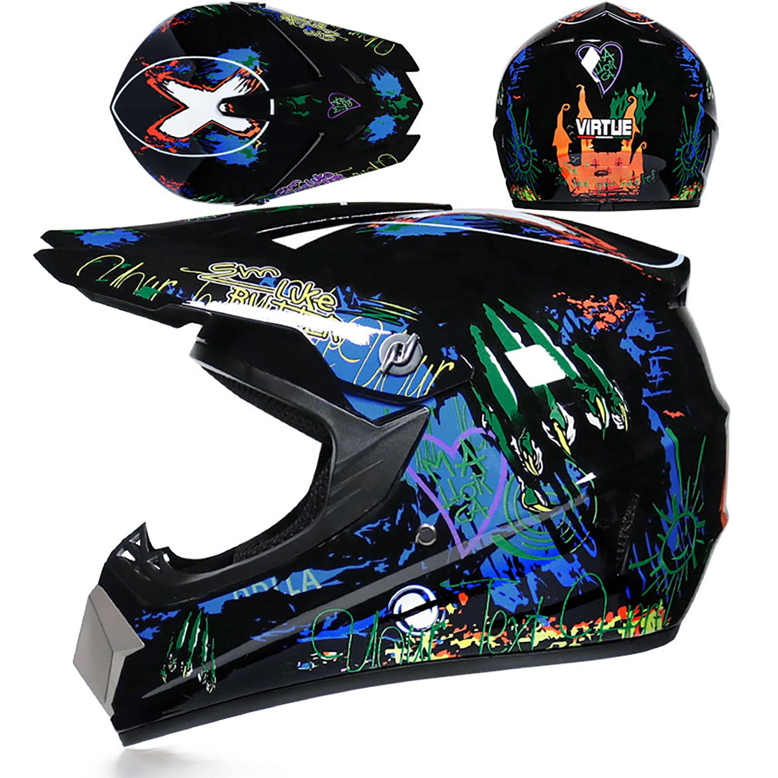 WMDMJT Motocross Vollvisierhelm Für Kinder Und Erwachsene, Leichter ATV Dirtbike Motorradhelm, Offroad Sturzhelm Für Downhill Enduro Rennen MTB Roller Quad,Blue3-XL WMDMJT Motocross Vollvisierhelm Für Kinder Und Erwachsene, Leichter ATV Dirtbike Motorradhelm, Offroad Sturzhelm Für Downhill Enduro Rennen MTB Roller Quad,Blue3-XL von WMDMJT