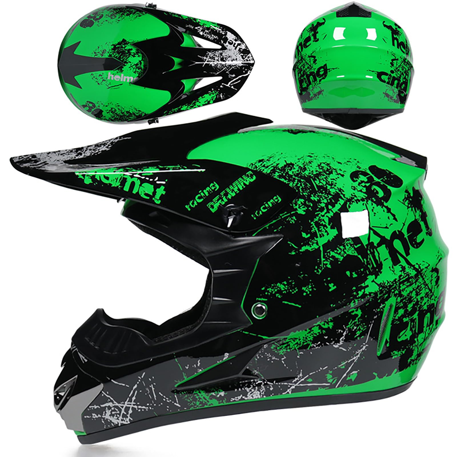 WMDMJT Motocross Vollvisierhelm Für Kinder Und Erwachsene, Leichter ATV Dirtbike Motorradhelm, Offroad Sturzhelm Für Downhill Enduro Rennen MTB Roller Quad,Green1-XL WMDMJT Motocross Vollvisierhelm Für Kinder Und Erwachsene, Leichter ATV Dirtbike Motorradhelm, Offroad Sturzhelm Für Downhill Enduro Rennen MTB Roller Quad,Green1-XL von WMDMJT