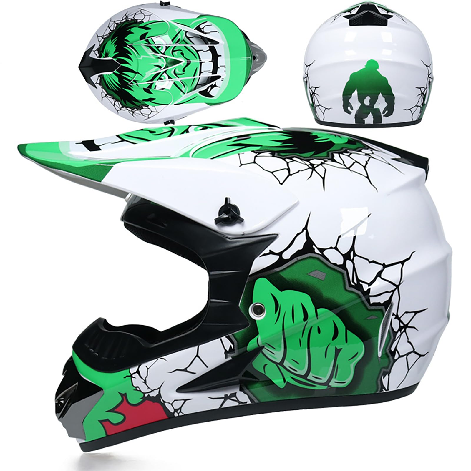 WMDMJT Motocross Vollvisierhelm Für Kinder Und Erwachsene, Leichter ATV Dirtbike Motorradhelm, Offroad Sturzhelm Für Downhill Enduro Rennen MTB Roller Quad,Green3-S WMDMJT Motocross Vollvisierhelm Für Kinder Und Erwachsene, Leichter ATV Dirtbike Motorradhelm, Offroad Sturzhelm Für Downhill Enduro Rennen MTB Roller Quad,Green3-S von WMDMJT