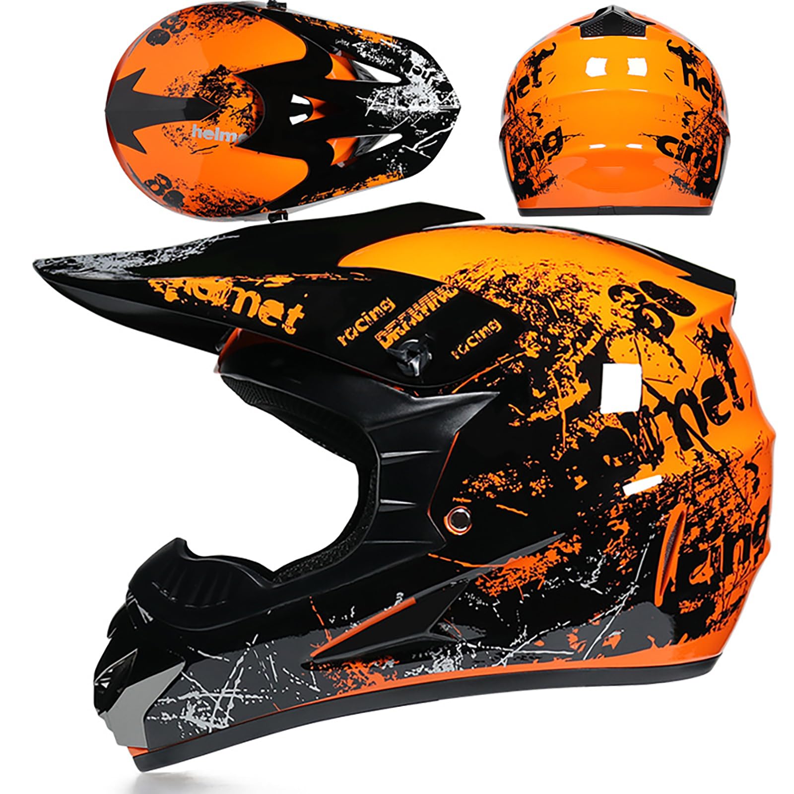 WMDMJT Motocross Vollvisierhelm Für Kinder Und Erwachsene, Leichter ATV Dirtbike Motorradhelm, Offroad Sturzhelm Für Downhill Enduro Rennen MTB Roller Quad,Orange-M WMDMJT Motocross Vollvisierhelm Für Kinder Und Erwachsene, Leichter ATV Dirtbike Motorradhelm, Offroad Sturzhelm Für Downhill Enduro Rennen MTB Roller Quad,Orange-M von WMDMJT
