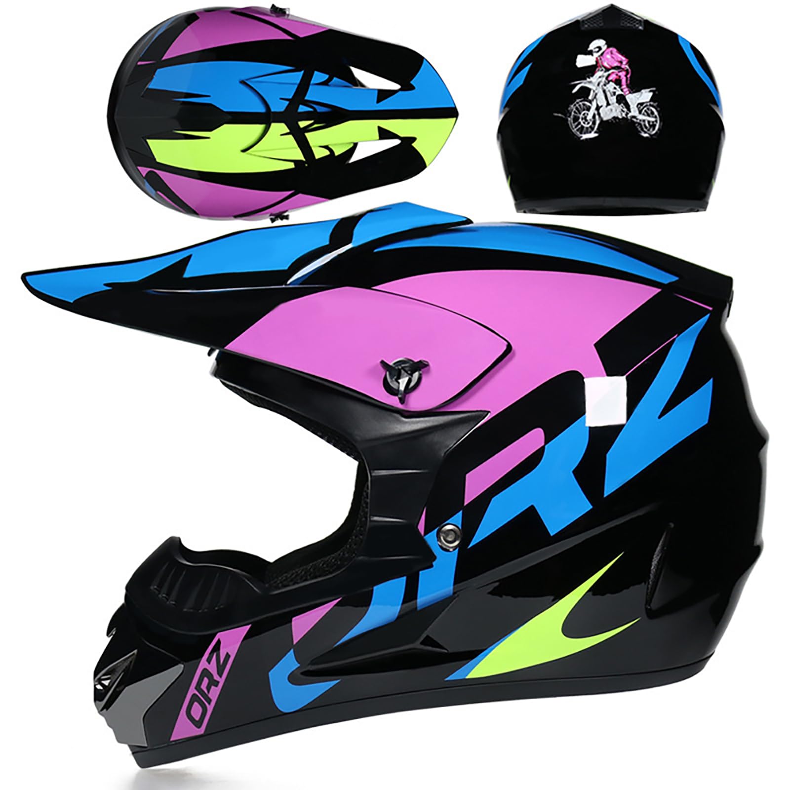 WMDMJT Motocross Vollvisierhelm Für Kinder Und Erwachsene, Leichter ATV Dirtbike Motorradhelm, Offroad Sturzhelm Für Downhill Enduro Rennen MTB Roller Quad,Pink1-M WMDMJT Motocross Vollvisierhelm Für Kinder Und Erwachsene, Leichter ATV Dirtbike Motorradhelm, Offroad Sturzhelm Für Downhill Enduro Rennen MTB Roller Quad,Pink1-M von WMDMJT