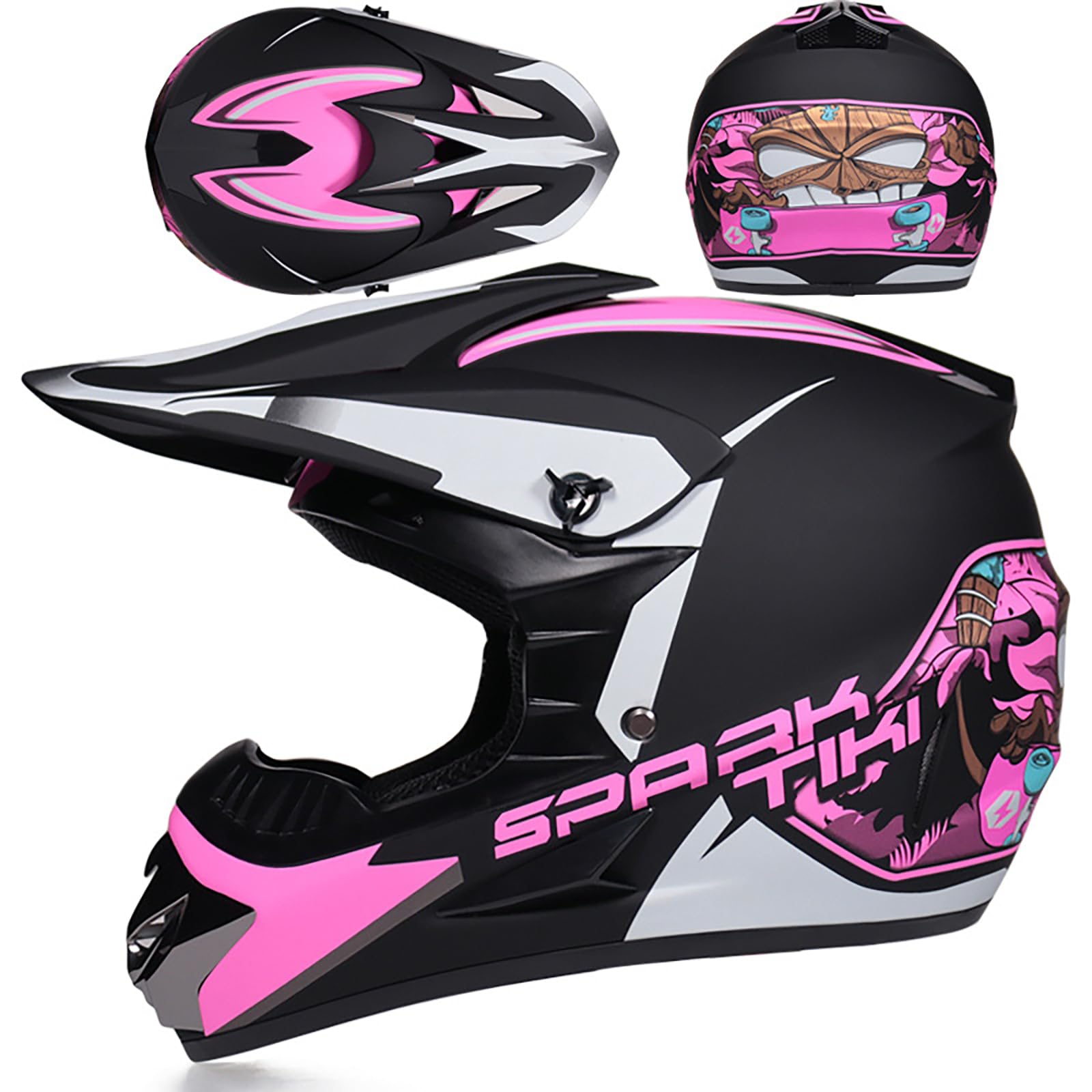 WMDMJT Motocross Vollvisierhelm Für Kinder Und Erwachsene, Leichter ATV Dirtbike Motorradhelm, Offroad Sturzhelm Für Downhill Enduro Rennen MTB Roller Quad,Pink2-M WMDMJT Motocross Vollvisierhelm Für Kinder Und Erwachsene, Leichter ATV Dirtbike Motorradhelm, Offroad Sturzhelm Für Downhill Enduro Rennen MTB Roller Quad,Pink2-M von WMDMJT