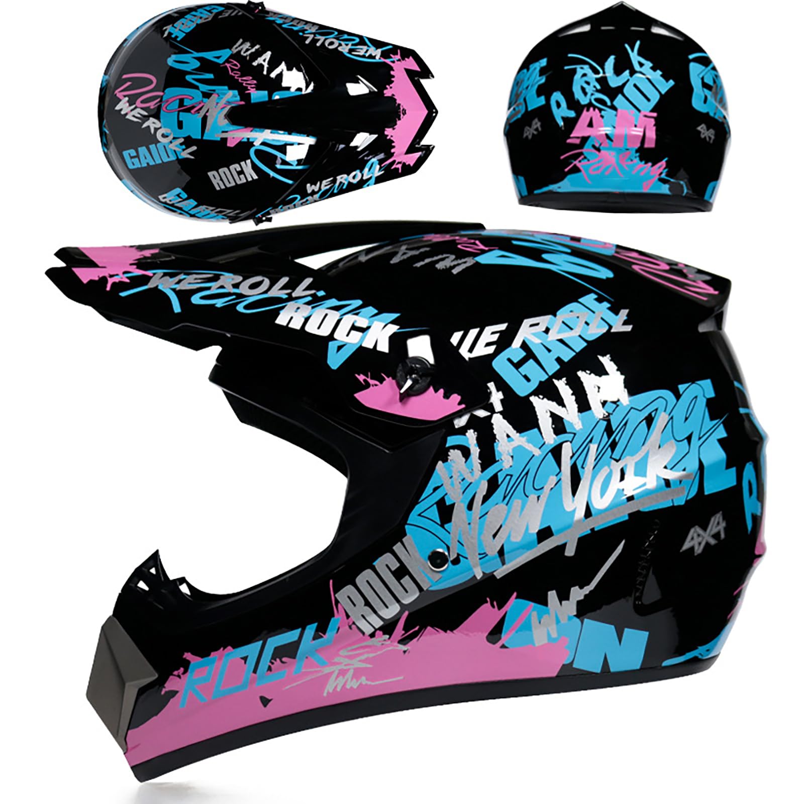 WMDMJT Motocross Vollvisierhelm Für Kinder Und Erwachsene, Leichter ATV Dirtbike Motorradhelm, Offroad Sturzhelm Für Downhill Enduro Rennen MTB Roller Quad,Pink3-L WMDMJT Motocross Vollvisierhelm Für Kinder Und Erwachsene, Leichter ATV Dirtbike Motorradhelm, Offroad Sturzhelm Für Downhill Enduro Rennen MTB Roller Quad,Pink3-L von WMDMJT