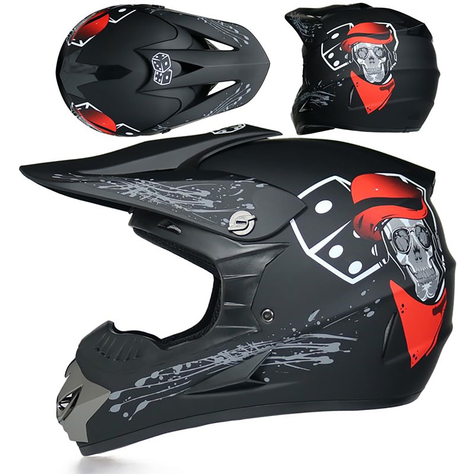 WMDMJT Motocross Vollvisierhelm Für Kinder Und Erwachsene, Leichter ATV Dirtbike Motorradhelm, Offroad Sturzhelm Für Downhill Enduro Rennen MTB Roller Quad,Red3-M WMDMJT Motocross Vollvisierhelm Für Kinder Und Erwachsene, Leichter ATV Dirtbike Motorradhelm, Offroad Sturzhelm Für Downhill Enduro Rennen MTB Roller Quad,Red3-M von WMDMJT